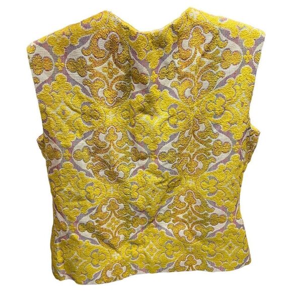 VTG Jane Andre “M”‎ Yellow Art To Wear Vest Abstract Jacquard Cottagecore READ - Picture 12 of 14